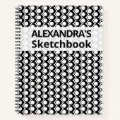 Modern Black White Geometric Sketchbook Notizblock (Vorderseite)
