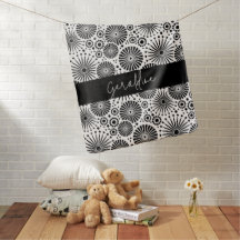 Modern black white geometric starburst Name 