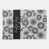 Modern black white geometric starburst Name  Geschirrtuch (Horizontal)