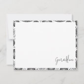 Modern black white geometric starburst Name  Mitteilungskarte (Vorderseite)