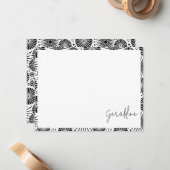 Modern black white geometric starburst Name  Mitteilungskarte (Vorderseite/Rückseite Beispiel)