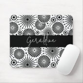 Modern black white geometric starburst Name Mousepad (Mit Mouse)