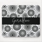 Modern black white geometric starburst Name  Mousepad (Vorne)