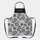 Modern black white geometric starburst Name  Schürze (Vorderseite)