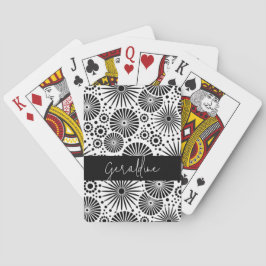 Modern black white geometric starburst Name  Spielkarten