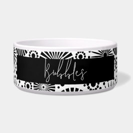 Modern black white geometric starburst Pet Name  Napf