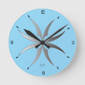 Modern Black & White Geometric Tech Wall Clock Runde Wanduhr (Vorderseite)