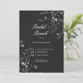 Modern Black & White Glam Diamonds Bridal Brunch Einladung (Stehend Vorderseite)