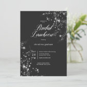 Modern Black & White Glam Diamonds Bridal Luncheon Einladung (Stehend Vorderseite)