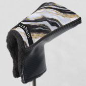 Modern Black White Gold Marble Personalized Golf Headcover (3/4 Vorderseite)