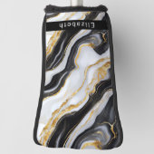 Modern Black White Gold Marble Personalized Golf Headcover (Rotieren 90)