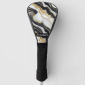 Modern Black White Gold Marble Personalized Golf Headcover (Vorderseite)