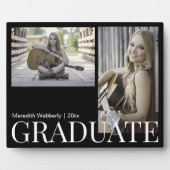 Modern Black & White Graduate 2 Photo Desktop Fotoplatte (Vorderseite)