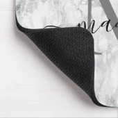 Modern Black White Gray Marble Monogram Script Mousepad (Ecke)