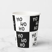 Modern Black White Ho Ho Santa Laugh Christmas Pappbecher (Rückseite)