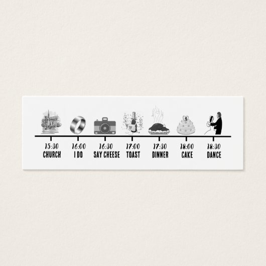 Modern Black & White Icon Mini Wedeline Timeline (Vorderseite)