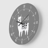 Modern Black & White Llama Sketch Roman Numerals Große Wanduhr (Winkel)