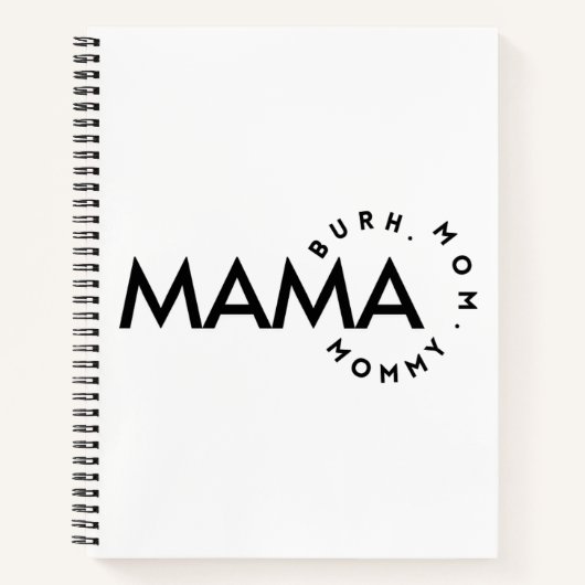 Modern Black & White Mama Mommy Bruh Notebook Notizblock (Vorderseite)