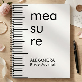 Modern Black White Measure Bride Wedding  Notizblock