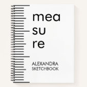 Modern Black White Measure Typography Sketchbook Notizblock (Vorderseite)