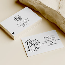 Modern black white minimalist logo order thank you visitenkarte