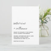 Modern Black & White Minimalist Script Wedding Einladung (Stehend Vorderseite)