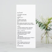Modern Black & White Minimalist Script Wedding Menükarte (Stehend Vorderseite)