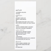 Modern Black & White Minimalist Script Wedding Menükarte (Vorderseite)