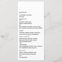 Modern Black & White Minimalist Script Wedding Menükarte