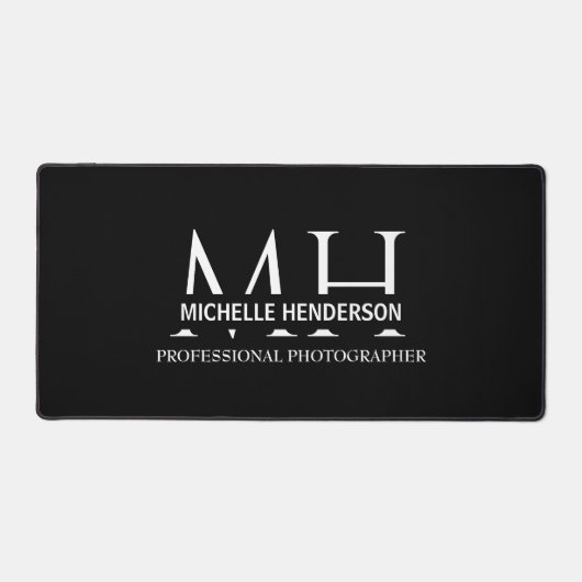 Modern Black & White Monogram business Logo  Schreibtischunterlage (Vorderseite)
