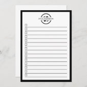 Modern Black White Monogram Name To Do List Einladung (Vorne/Hinten)