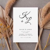 Modern Black & White Monogram Wedding Invitation Einladung