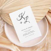 Modern Black & White Monogram Wedding Invitation Einladung