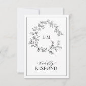 Modern Black White Monogram Wedding QR Code RSVP (Vorderseite)