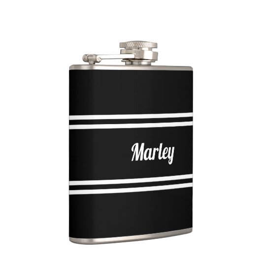 Modern Black & White Name  Flachmann (Rechts)