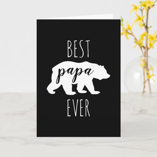 Modern Black & White Papa Bear Karte (Gelbe Blume)