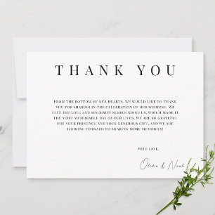 Modern Black & White Personalisiert Danke Karte