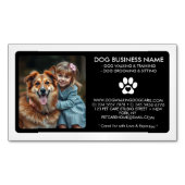 Modern Black White Pet Sitting custom Photo Magnetische Visitenkarte (Vorderseite)