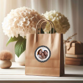 Modern Black & White Photo Christmas Runder Aufkleber