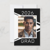 Modern Black White Photo Graduation Announcement Ankündigung (Vorderseite)