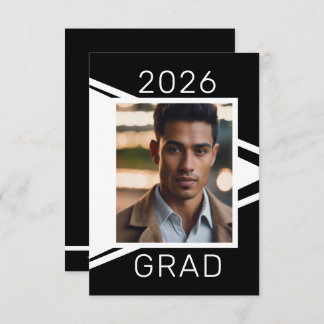 Modern Black White Photo Graduation Announcement Ankündigung