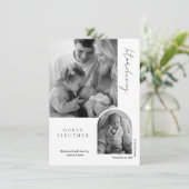 Modern Black & White Photo Inset Birth Ankündigung (Stehend Vorderseite)