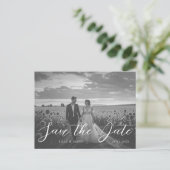 Modern Black & White Photo Save the Date Postkarte (Stehend Vorderseite)