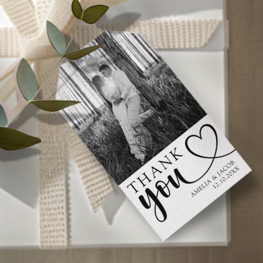 Modern Black & White Photo Wedding Favor Geschenkanhänger