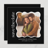 Modern Black White Photo Wedding Save The Date (Vorne/Hinten)