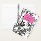 Modern Black White Pink Tropical Monkey Pattern Planer (Anzeige)