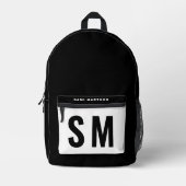 Modern Black & White Player Sportbote Monogram Bedruckter Rucksack (Vorderseite)