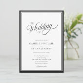 Modern Black & White QR Code All In One Invitation Einladung (Stehend Vorderseite)