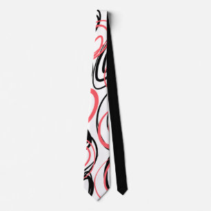 Modern Black White Red Swirls Abstract Krawatte