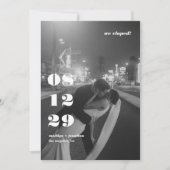 Modern Black White Retro Wedding Elopement Party Einladung (Vorderseite)